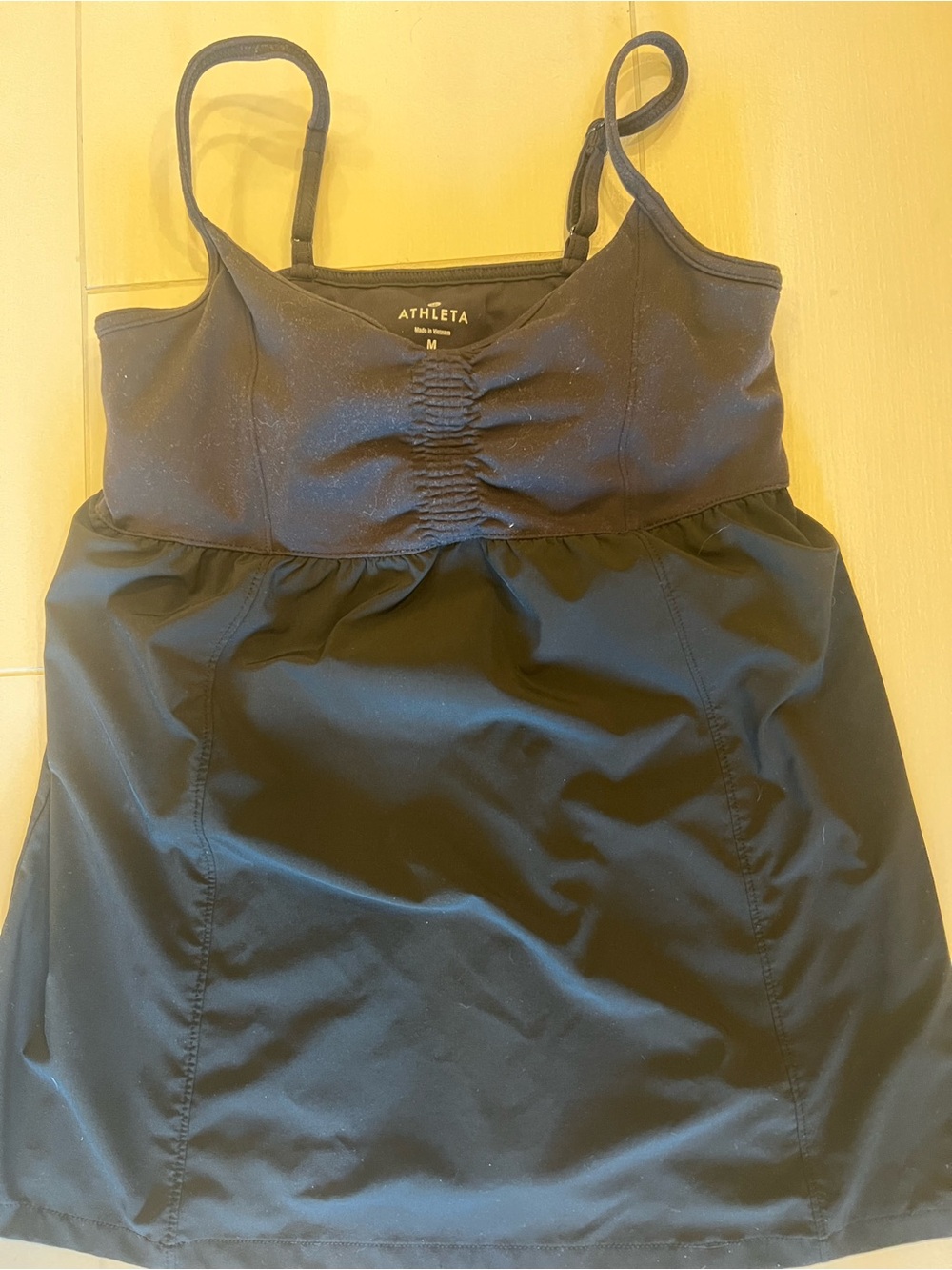 Athleta Black Ruched Tankini Top